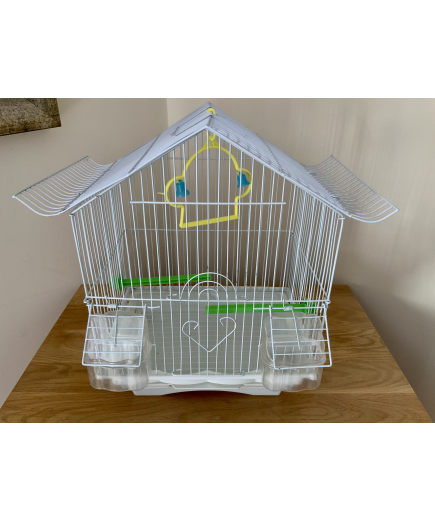 Parrot-Supplies House Roof Style Small Bird Cage - White