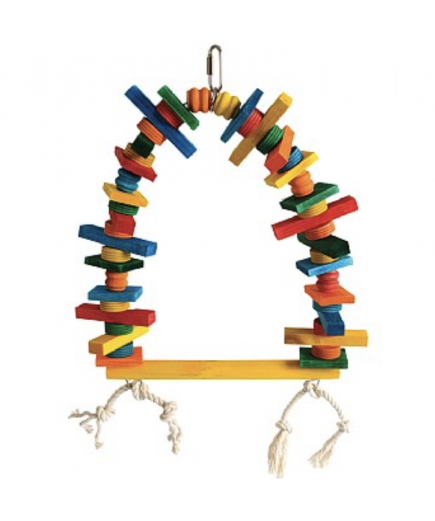 Zoo-Max Wooden Blocks Arch Parrot Swing - Medium