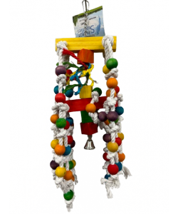 Parrot-Supplies Knotty Ball Stacker Wood And Rope Parrot Toy 