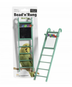 Sharples Ruff 'N' Tumble Bead 'N' Rung Birds Ladder With Mirror Parrot Toy