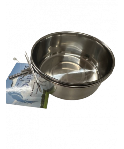 Parrot-Supplies Stainless Steel Coop Cup Feeder/Water Bowl with Clamp Holder Medium