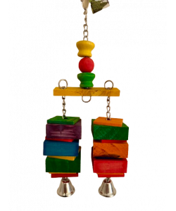 Parrot-Supplies Twin Chunky Blocks Stacker With Bells Parrot Toy