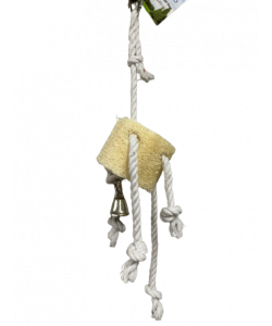 Parrot-Supplies Natural Loofah Piece On Rope Parrot Toy