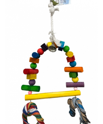 Parrot-Supplies Rainbow Wooden Blocks Swing Parrot Toy