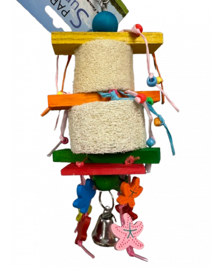 Parrot-Supplies Cutie Patootie Loofah Stacker Parrot Toy