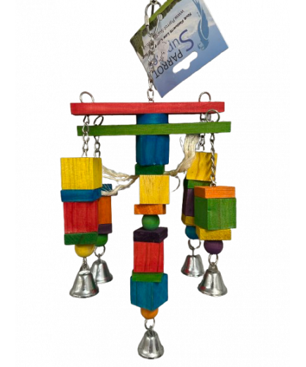 Parrot-Supplies Five Bells Jingle Stacker Wooden Parrot Toy