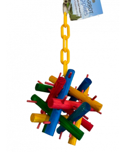 Parrot-Supplies Coloured Wood Sticks Puzzle Sphere Foraging Parrot Toy