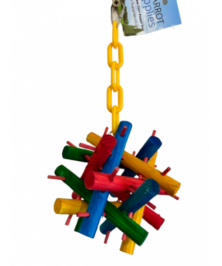 Parrot-Supplies Coloured Wood Sticks Puzzle Sphere Foraging Parrot Toy