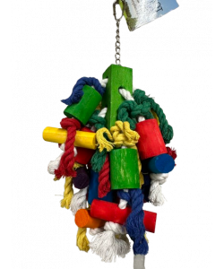 Parrot-Supplies Chunky Block Wood and Rope Parrot Toy