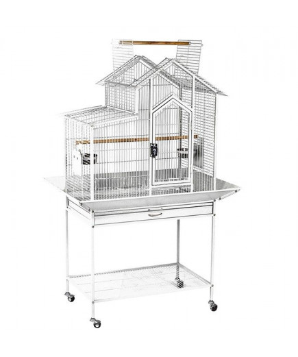 Parrot-Supplies Columbus Open Top House Style Parrot Cage White