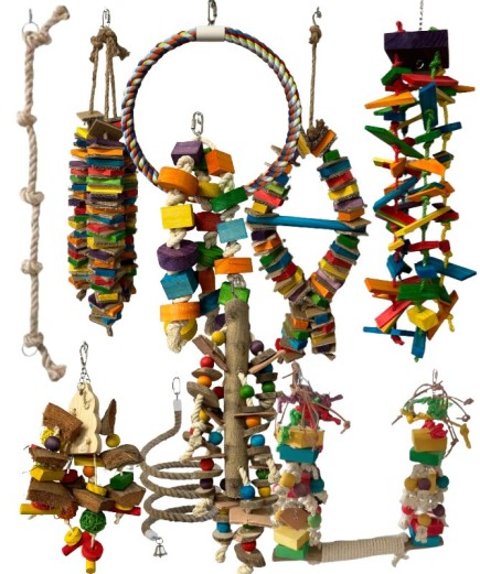 .NEW 10 X The Giant One Parrot Toy Pack - African Grey, Macaw, Cockatoo Etc - RRP £207.90