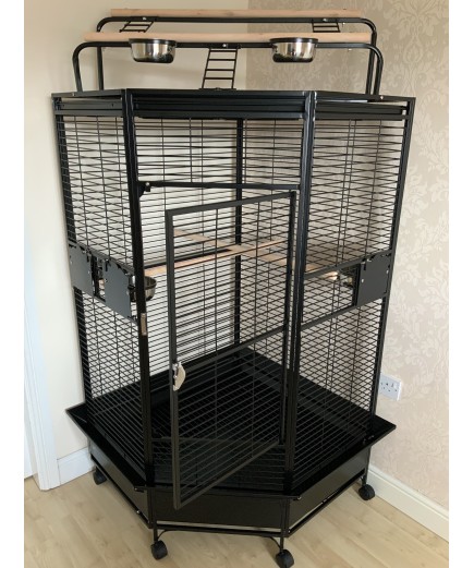 Parrot-Supplies Oklahoma Premium Play Top Corner Parrot Cage - Black