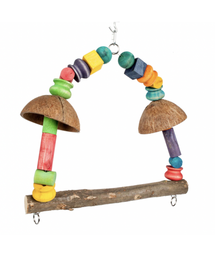 Adventure Bound Coconut Rainbow Swing Parrot Toy