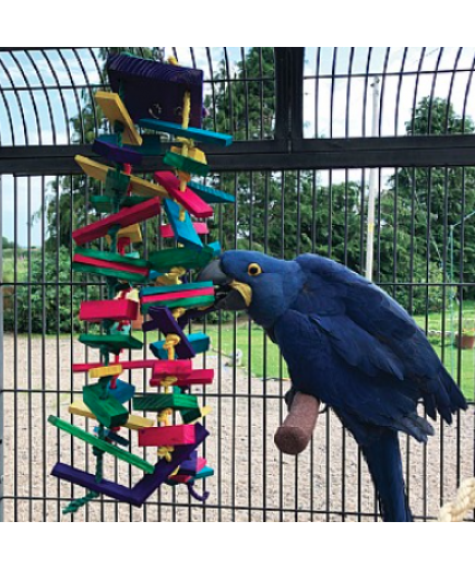 Rainbow Tower Wood and Rope Parrot Toy