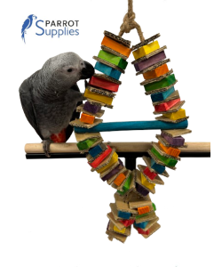 Parrot-Supplies Stacks of Shredding Diamond Large Card & Wood Parrot Toy