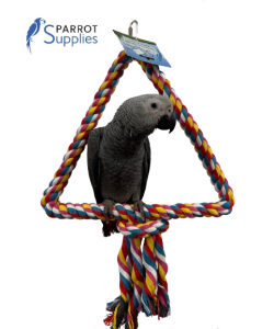 34Cm Medium Triangle Rope Swing Toy Parrot Toy - BOGOF