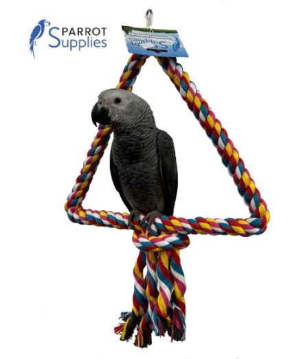 34Cm Medium Triangle Rope Swing Toy Parrot Toy - BOGOF