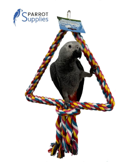 34Cm Medium Triangle Rope Swing Toy Parrot Toy - BOGOF