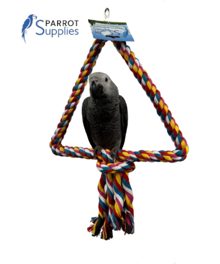 34Cm Medium Triangle Rope Swing Toy Parrot Toy - BOGOF