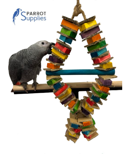 Parrot-Supplies Stacks of Shredding Diamond Large Card & Wood Parrot Toy