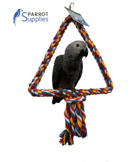 34Cm Medium Triangle Rope Swing Toy Parrot Toy - BOGOF