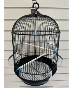 Round Bird Cage, Parakeet Cage H52.5cm x W33.5cm Budgie, Canary - Black