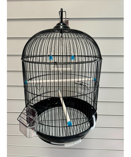 Round Bird Cage, Parakeet Cage H52.5cm x W33.5cm Budgie, Canary - Black