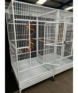 Parrot-Supplies New York Large Double Parrot Cage With Divider White