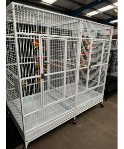 Parrot-Supplies New York Large Double Parrot Cage With Divider White