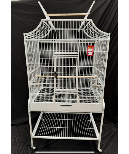 Parrot-Supplies Tampa II Open Top Parrot Cage With Stand - White