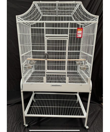 Parrot-Supplies Tampa II Open Top Parrot Cage With Stand - White