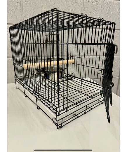 Parrot-Supplies Medium Folding Parrot Travel Cage - Black