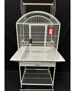 Parrot-Supplies Boston Open Top Parrot Cage With Stand - White