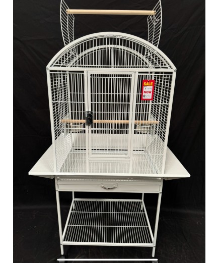 Parrot-Supplies Boston Open Top Parrot Cage With Stand - White