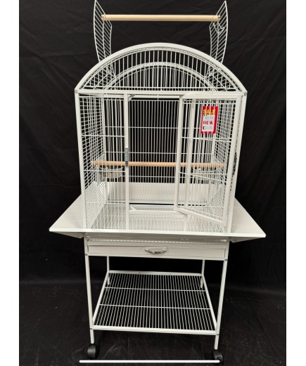 Parrot-Supplies Boston Open Top Parrot Cage With Stand - White