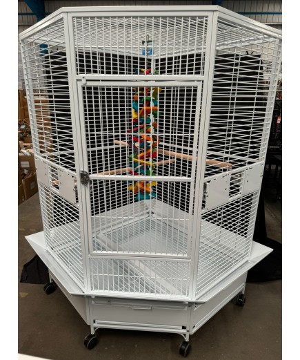 Parrot-Supplies Denver XL Macaw Corner Parrot Cage - White