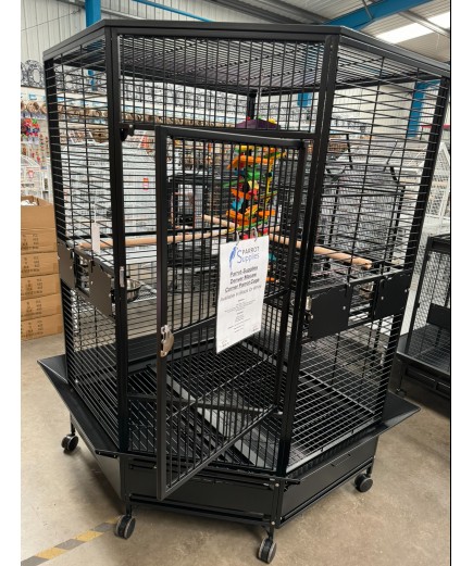 Parrot-Supplies Denver XL Macaw Corner Parrot Cage - Black