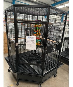 Parrot-Supplies Denver XL Macaw Corner Parrot Cage - Black