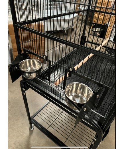 Parrot-Supplies Tampa II Open Top Parrot Cage With Stand - Black