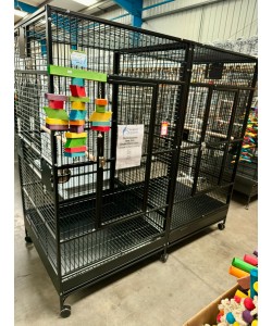 Parrot-Supplies New York Large Double Parrot Cage With Divider Black