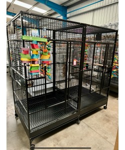 Parrot-Supplies New York Large Double Parrot Cage With Divider Black