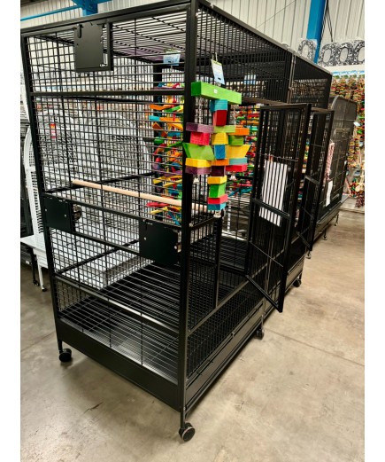 Parrot-Supplies New York Large Double Parrot Cage With Divider Black