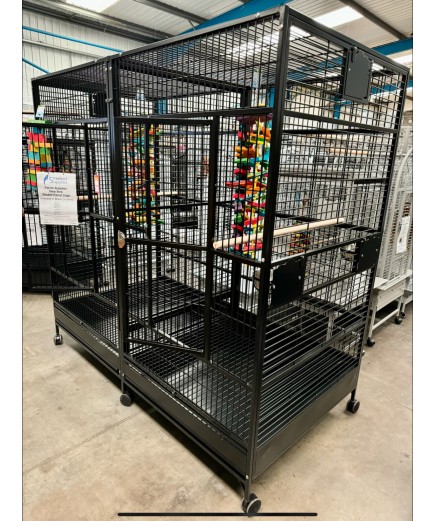 Parrot-Supplies New York Large Double Parrot Cage With Divider Black