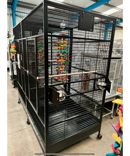 Parrot-Supplies New York Large Double Parrot Cage With Divider Black