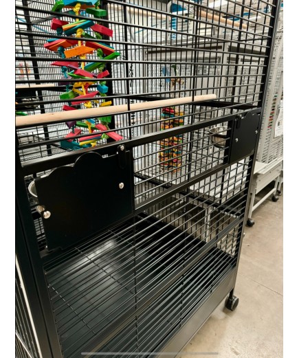 Parrot-Supplies New York Large Double Parrot Cage With Divider Black