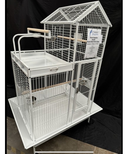 Parrot-Supplies Seattle House Style Play Top Parrot Cage White