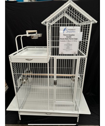 Parrot-Supplies Seattle House Style Play Top Parrot Cage White