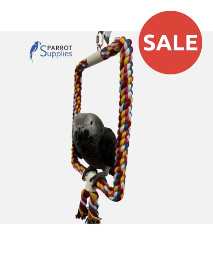 Parrot-Supplies Colourful Rope Rectangle Parrot Swing Toy