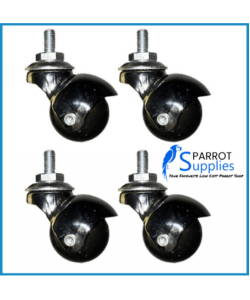  4 X Replacement Screw On Parrot Cage Wheels - Fits Various Bird And Parrot Cages