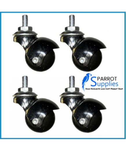  4 X Replacement Screw On Parrot Cage Wheels - Fits Various Bird And Parrot Cages